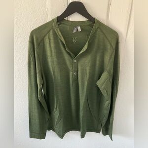 Ibex Men’s Lightweight Merino Henley - Military Green - Size Medium